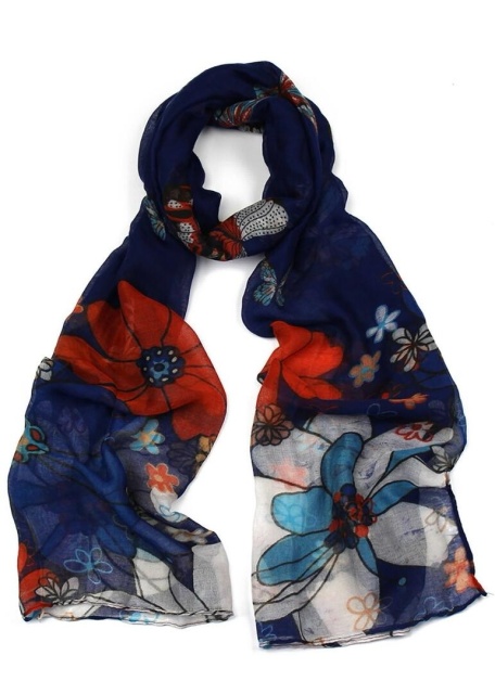 Navy Printed Scarf